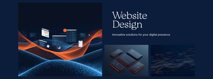 Website design and development banner featuring responsive device mockups and innovative digital solutions by OnlinEmage